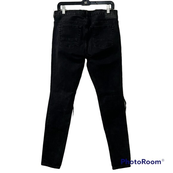 Pacsun Mens Black Stacked Skinny Denim Distressed Mid Rise Jeans Sz 30x30 - Picture 2 of 12
